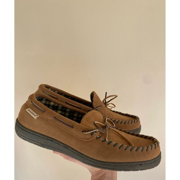 LB Evans Hideaways plaid lined leather slip on loafers mocassins mens 10 - Picture 1 of 7